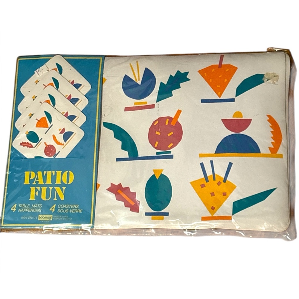 VINTAGE new in package Patio Fun Vinyl Placemats & Matching Coasters
